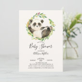 Invitation de Baby shower d'ours doux Panda (Debout devant)
