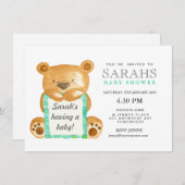 Invitation de Baby shower d'ours en peluche (Devant / Derrière)