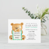 Invitation de Baby shower d'ours en peluche (Debout devant)