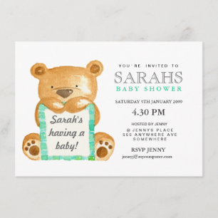 Invitation de Baby shower d'ours en peluche