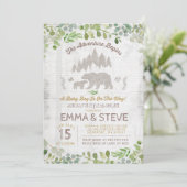 Invitation de Baby shower d'ours L'aventure commen (Debout devant)