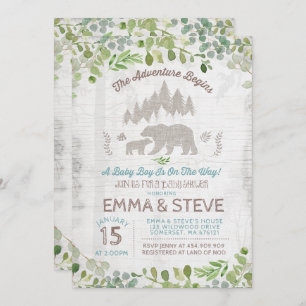 Invitation de Baby shower d'ours L'aventure commen