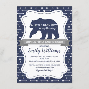 Invitation de baby shower d'ours pour des garçons