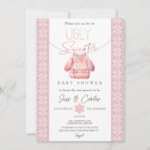 Invitation de Baby shower doux, Douche rose (Devant)