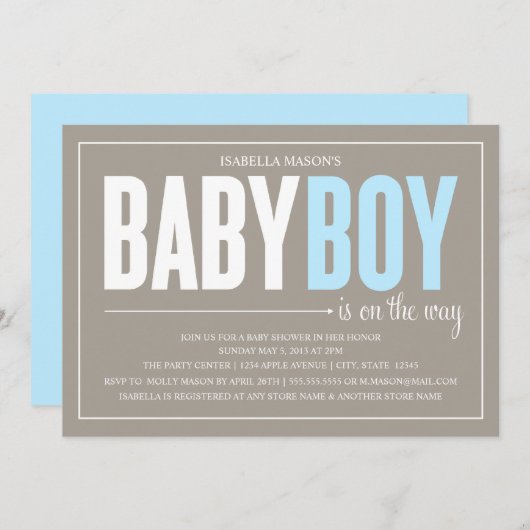 Invitation de baby shower du bébé | (Devant / Derrière)