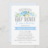 Invitation de baby shower du bleu | de déjeuner de (Devant / Derrière)