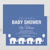 INVITATION DE BABY SHOWER DU CIRQUE %PIPE% DE BLEU (Devant / Derrière)