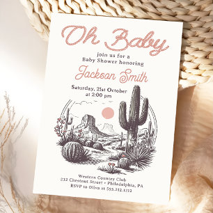 Invitation de Baby shower du désert de l'Ouest