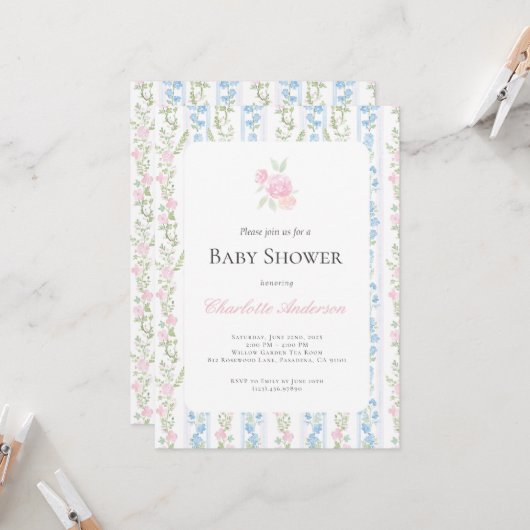 Invitation de Baby shower du grand-millénaire (Devant/Arrière en situation)
