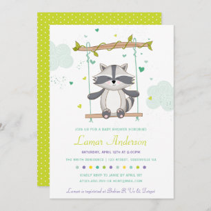 Invitation de Baby shower du Raccoon Cute