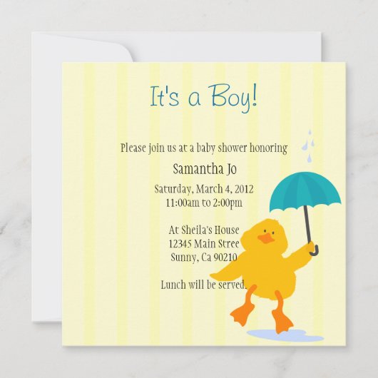 Invitation de Baby shower Duckie (Devant)