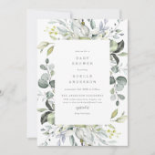 Invitation de Baby shower Dusty Blue Florals (Devant)