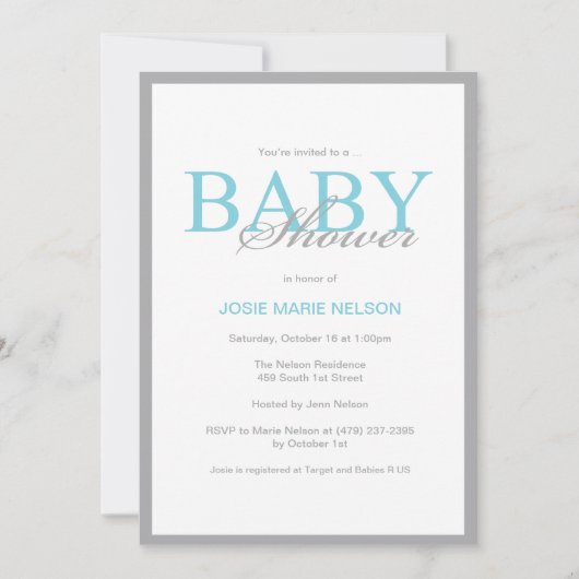 Invitation "de baby shower élégant" (Devant)