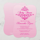 Invitation de Baby shower élégant rose Ombre (Devant / Derrière)