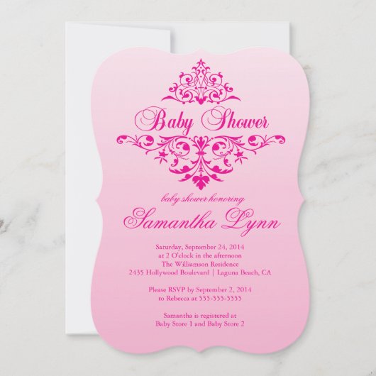 Invitation de Baby shower élégant rose Ombre (Devant)