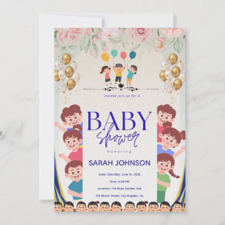 Invitation de Baby Shower Élégante | Floral Élégan