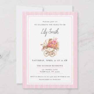 Invitation de baby shower élégante rose