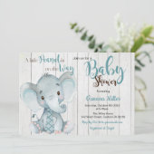 Invitation de Baby Shower Éléphant par Courrier (Debout devant)