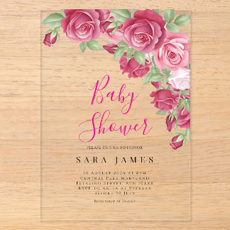 Invitation de baby shower en acrylique pour jardin