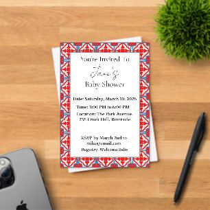 Invitation de baby shower en acrylique rouge géomé