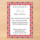 Invitation de baby shower en acrylique rouge géomé (Recto)