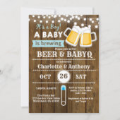 Invitation de baby shower en bois pour couples ama (Devant)