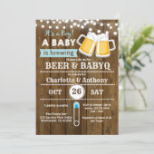 Invitation de baby shower en bois pour couples Bee (Debout devant)