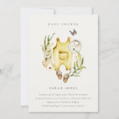 Invitation de Baby shower en feuillage jaune (Devant)