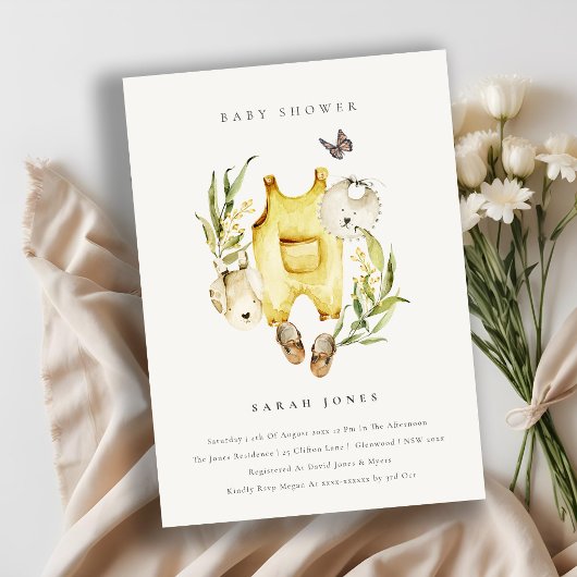 Invitation de Baby shower en feuillage jaune