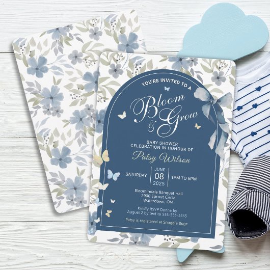 Invitation de Baby shower en fleurs et croissance