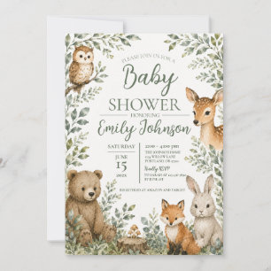 Invitation de Baby Shower en Forêt Enchantée