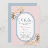 Invitation de Baby shower en herbe Pampas garçon e (Devant / Derrière)