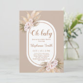 Invitation de Baby shower en laiton Boho Pampas (Debout devant)