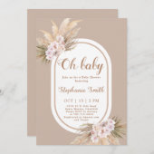 Invitation de Baby shower en laiton Boho Pampas (Devant / Derrière)