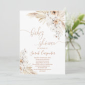 Invitation de Baby shower en laiton Boho Pampas (Debout devant)