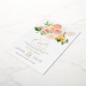 Invitation de baby shower en papier doré petite ch (Rotation)