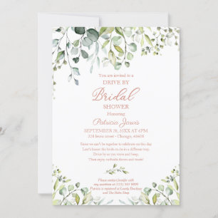Invitation de Baby Shower en voiture avec verdure