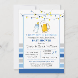 Invitation de Baby Shower et Bière Bleue