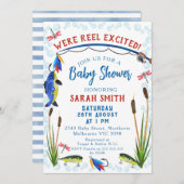 Invitation de Baby shower excitée Reel de pêche (Devant / Derrière)