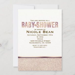 Invitation de Baby Shower Faux Champagne Rose Gold