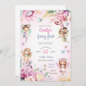 Invitation de baby shower fée couleurs pastel (Devant / Derrière)