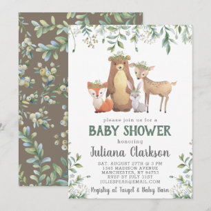 Invitation de Baby shower Feuille Woodland