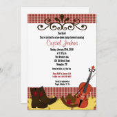 Invitation de Baby shower Fiddle, Casquette & Boot (Devant / Derrière)