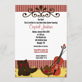 Invitation de Baby shower Fiddle, Casquette & Boot