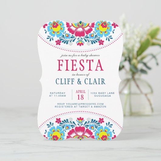 Invitation de Baby shower Fiesta (Debout devant)