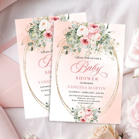 Invitation de Baby Shower Fille à Fleurs de Greene