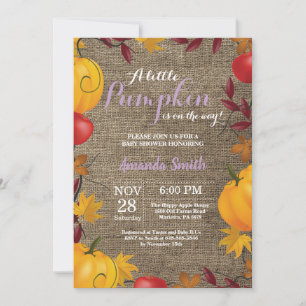 Invitation de Baby Shower fille automne citrouille