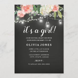 Invitation de Baby Shower Fille avec tableau noir