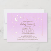 Invitation de baby shower fille de lune d'étoile v (Devant)