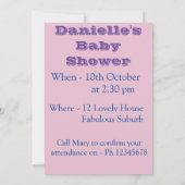 Invitation de Baby Shower Fille en Aquarelle avec  (Dos)
